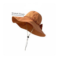 Wide Brim Sun Hat Breathable Bowknot Sun Hat Adjustable Fit for Outdoor