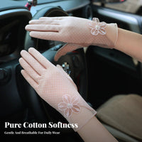 Protection Gloves Breathable Lace Trim Sun Gloves Elegant Design Stretchable for Outdoor Aficionados, Cycling, Outdoors