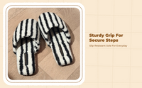 Warm Fuzzy House Shoes for Women, Non-Slip, Striped
