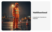 Long-Lasting Reflective Rain Suit Heavy Duty High Visibility Work Suit Adjustable Hood for Road Workers, Women, Rainy Days, Farming