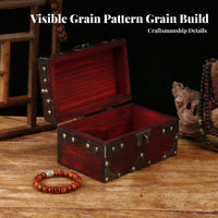 Wooden Storage Box Front Lock Clasp Wood Lined Interior Hinged Wooden Box