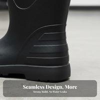 Non-Slip Fleece Lined Rain Boots Single-Piece Molding Waterproof Medium Calf Boots Keep Warm for Farmers, Fishermen, Rainy Days, Outdoors