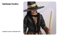 girls' Witch Costume Set Includes Accessories Witch Dress with Hat Star Pattern