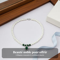 Pearl and Green Stone Necklace Mother's Day Gift Mineral Pearl Necklace