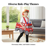 Fire Truck Costume Lightweight Wearable Vehicle Costume Double-Sided Pattern