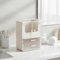 Desktop Cosmetic Storage Box Elegant Design Vanity Countertop Organizer Waterproof Skincare Display Case with Lid for Women
