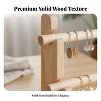 Minimalist Design Wooden Jewelry Display Rack Tiered Design Solid Wood Jewelry Bar Tree Space-Saving for Dressing Table, Boutique
