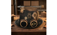 Eyepiece Top Hat Decorative Flower and Gear Headwear goldenGold Trim