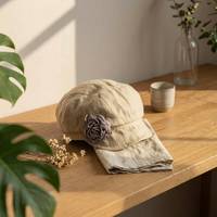 Flower Beret Bloom Design Linen Beret Lightweight for Autumn Wear