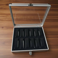 12 Compartment Watch Box Reinforced Corners Aluminum Watch Case Individual Item Storage Debris-Resistant Scuff Protection