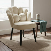 Petal Back Vanity Chair Includes Pillow Velvet Makeup Chair Space Saving
