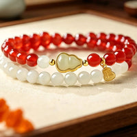 Red Agate Bracelet New Chinese Design Jade Gourd Bracelet Gift Idea for Birthday