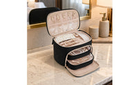 Double Layer Jewelry Case Portable Handle Double-Layer Jewelry Bag Zipper Closure