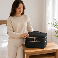 Double-Layer Storage Bag's Top Handle Lockable Storage Bag Portable First Supply Organizer