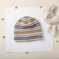 Breathable Summer Knit Cap Double-Layer Striped Knit Cap Retro for Women