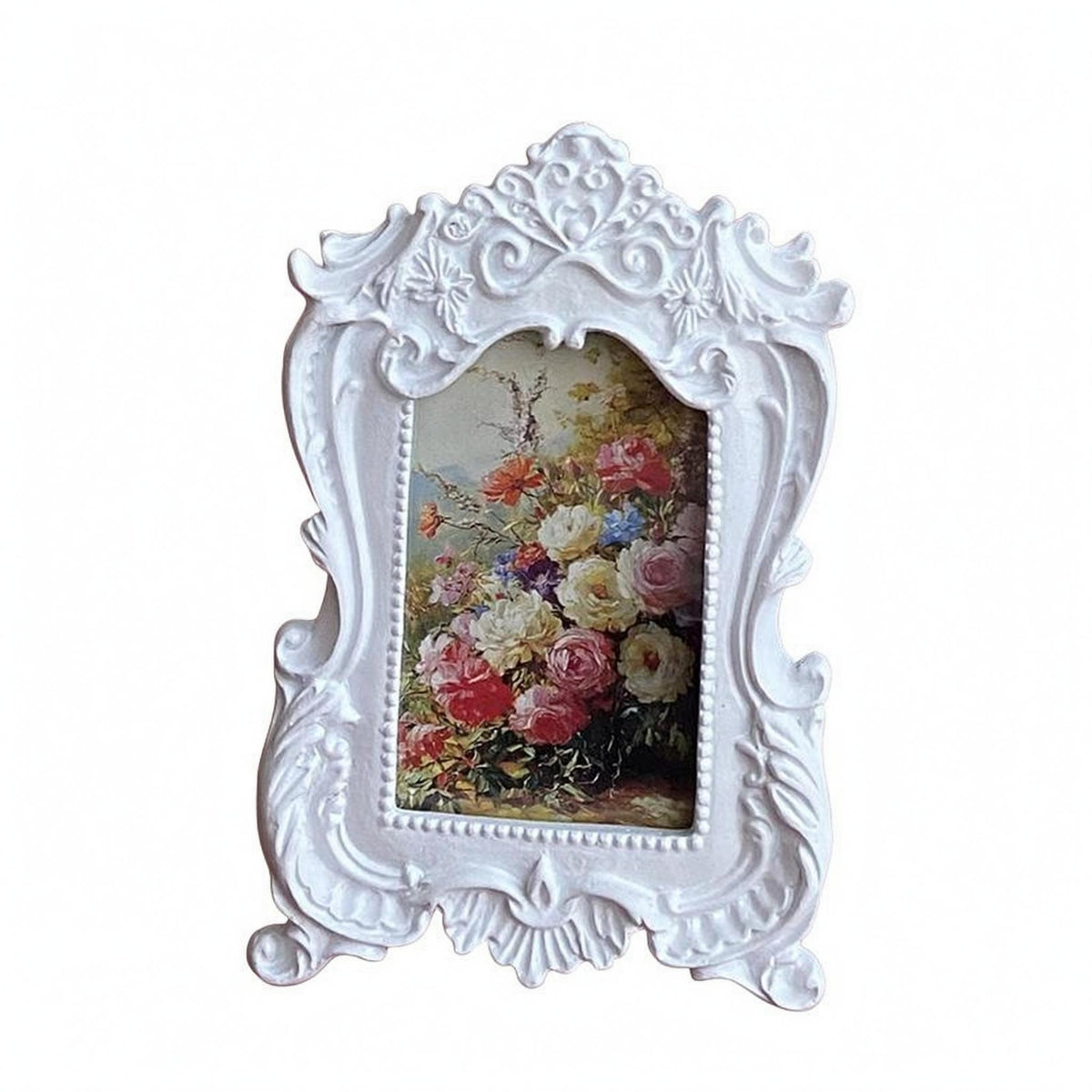 Ornate Resin Photo Frame Folding Easel Decor Piece Sculpted