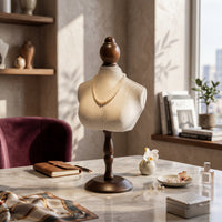 Necklace Bust Display Stand Wood-Tone Necklace Display Bust Torso-Shaped
