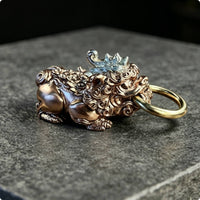 Mythical Protector Keychain Violet Copper Chinese-Style Keychain Curled Mane Decorative Charm