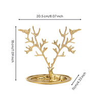 Deer Branching Jewelry Stand Ridged Rim Decor Piece Space-Saving