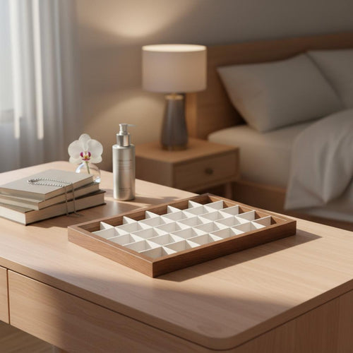 Walnut Wood Grain Organizer Dustproof Glass Lid Jewelry Organizer Jewelry Storage Container Elegant Design