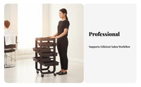 Multifunctional Salon Tool Trolley On Wheels Wheeled Stylist Tool Carrier Push/pull Handle Storage Trolley Heavy Duty for Hair Stylists, Beauty Professionals, Pet Groomers, Barbershop, Spa