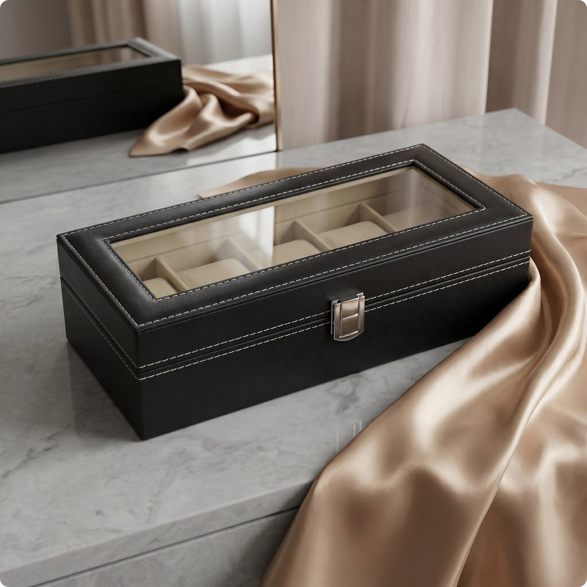 Watch Display Box Scratch Resistant Leather Watch Box Lockable