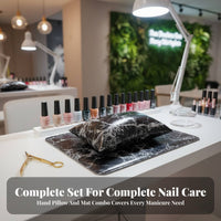 2 Pieces Soft & Comfortable Marble Pattern Nail Cushion Set Washable Manicure Hand Pillow Easy to Clean for Beauty Students, Home Use, Spa