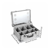 Professional Makeup Expert Case 3-Color Illuminated LED Makeup Case Adjustable Brightness for Wedding, Salon, Travel