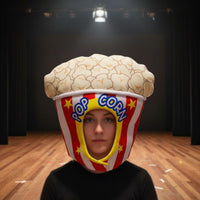 Popcorn Costume Headpiece Funny Design Popcorn Bucket Hat Carnival Style Novelty Headwear for Party, Performance