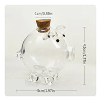 Mini Pig Glass Bottle Valentine's Day Gift Transparent Pig Coin Bank for Office