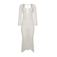 Crochet Handmade Dress, Hollow Knit, Backless, Slit, Home