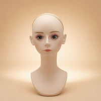 Mannequin Head with Shoulders Stable Manikin Head with Shoulders Life-Size Hairpiece Display Bust for Cosplayers, Salons