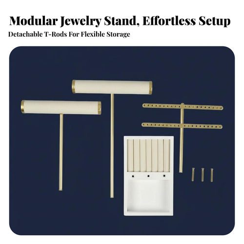 Crossbar Jewelry Stand Detachable Design 3 Tier T Bar Jewelry Stand Necklace and Earring Holder Space Saving for Women