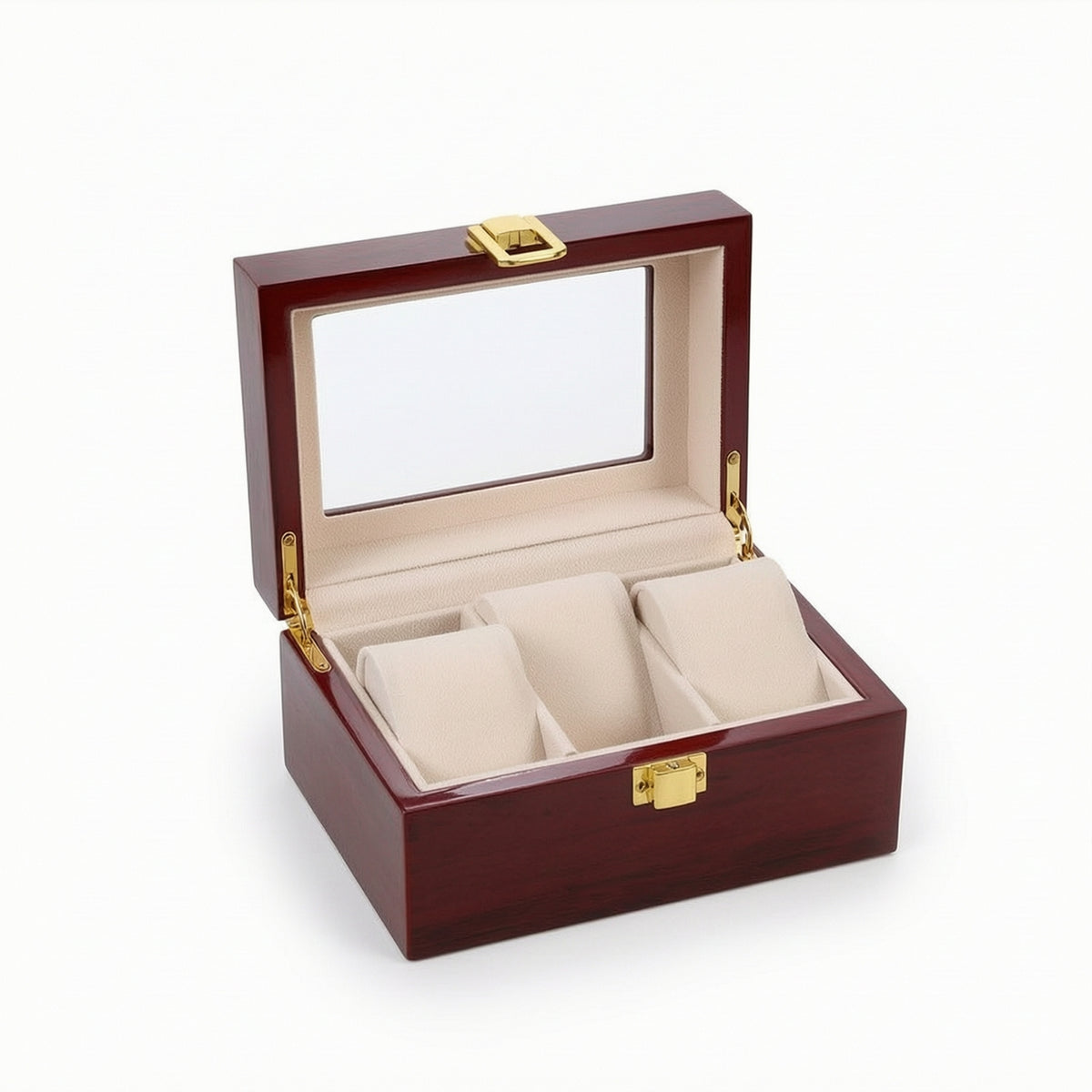 Watch Box with Window Solid Wood 3-Slot Watch Box Wooden for Dresser, Desk, Men