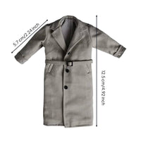 1/12 Scale Outer Coat Button Closure Miniature Overcoat Mid-Calf Length