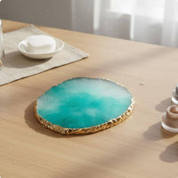 Artistic Resin Mixing Plate Nail Art Palette Decorative Gold Rim Polish Mixing Tray Lightweight Manicure Supply for DIY Manicurists