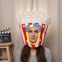 Popcorn Costume Headpiece Funny Design Popcorn Bucket Hat Carnival Style Novelty Headwear for Party, Performance