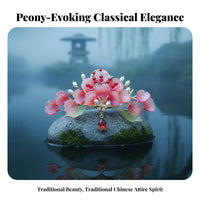 Peony Flower Headpiece Elegant Design Chinese Design Hair Crown Traditional Chinese Attire Hair Accessory Handmade Bead Flower