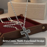 Intricate Pattern Vintage Cross Charm Engraved Engraving S Vintage Charm Necklace Meaningful Gift for Young Adults, Women, Home Decor