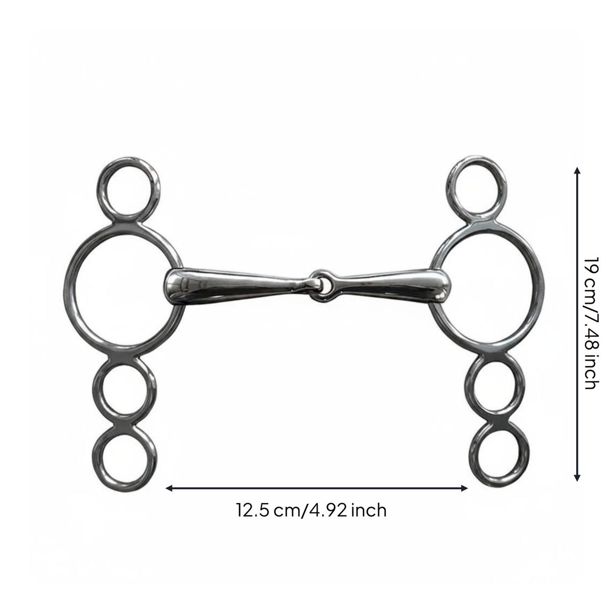 4-Loop Horse Rust Resistant Mouthpiece Solid Jointed Mouth for Riding