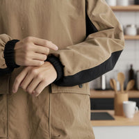 Long Sleeve Smock Large Pockets Waterproof Work Gown Elastic Cuffs for Baristas