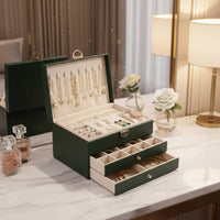 Double Tier Jewelry Box Portable Multi-Tier Jewelry Case Necklace and Band Holder Abrasion Protection for Women, Travel