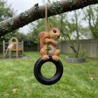 Hanging Squirrel Decoration Jute Rope Squirrel Ornament Outdoor
