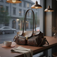 Motorcycle Design Bag Zipper Closure Retro Handbag Organized Storage for Women