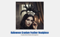 Halloween Skull Headband, Dark Feather Headpiece, Cosplay Victorian Performance Accessory