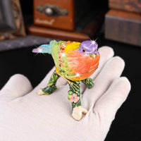 Magpie Figurine Box Jeweled Enamel Bird Jewelry Box With Crystals Bird Shaped Band Holder for Women
