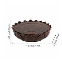 Wooden Lotus Pedestal Grooved Top Home Decor Stable Construction for Altar