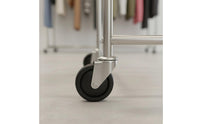 With Wheels Freestanding Clothes Hanging Easy to Move Rolling Clothes Rack Heavy Duty Stainless Steel Clothing Rack Minimalist Design for Boutique, Bedroom, Laundry Room