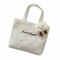 Small closureed Canvas Handbag Lightweight Lunch Pouch Minimalist Print for Women