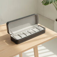 Watch Case with 6 Slots Padded Zippered Watch Organizer Compact for Journeyers, Business Trips